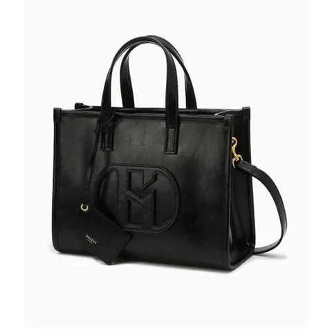 [ 롯데백화점 ][헤지스ACC] H소가죽 패치 블랙 토트백 HIBA5E509BK