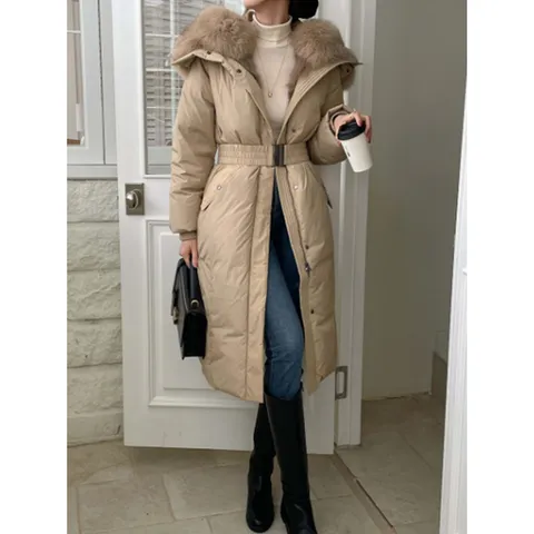 [릴룸][거위털100%]구스브래드롱패딩 리얼폭스퍼 롱패딩코트