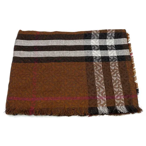 버버리 TB 모노그램 실크 스카프 브라운 80595361