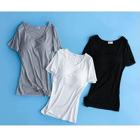 기모 내의 티셔츠 내장 브라캡 캡 반팔