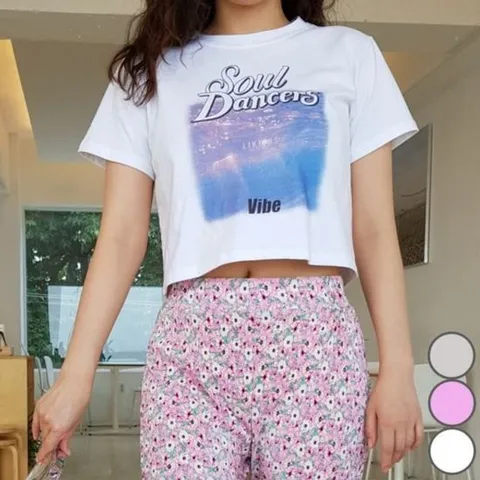 반팔 반팔티 크롭 티셔츠 크롭반팔티