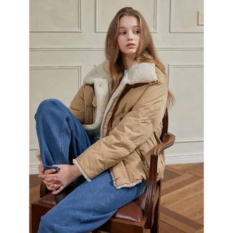 [뷰어] 여성 퍼카라 스트링 패딩 점퍼 ZNPDOB01_DB