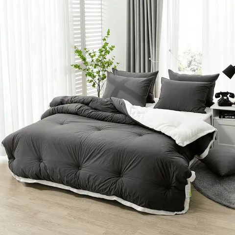 [순면+극세사] 양면 차렵이불 겨울 양털 10mm 침구 베개세트, 라지킹 KK