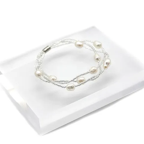 천연 담수 못난이진주 원석팔찌