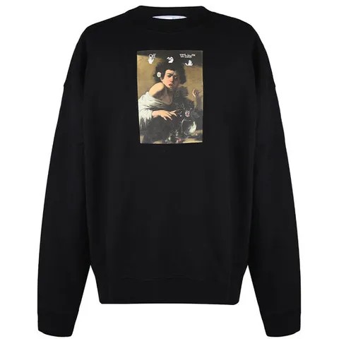 오프화이트 프린팅 드로스트링 맨투맨 OMBA054F21FLE0101084