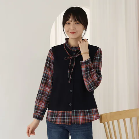 [웬디즈갤러리]데미안 체크 기모 블라우스 PBL102