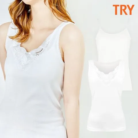 [트라이]여성 순면 스마트 레이트 민소매 케미솔 런닝 택1