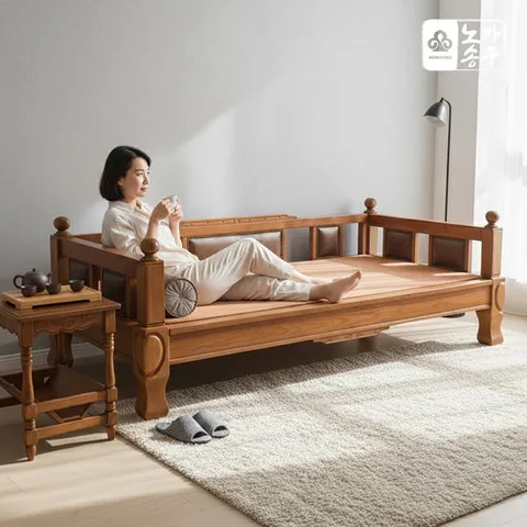 노송가구 사라 헤링본 평상형 황토볼 흙침대싱글 카우치쇼파(S)