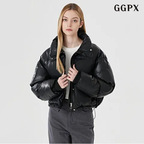 [GGPX] 레더 하이넥 크롭 패딩(GODJJ031D)