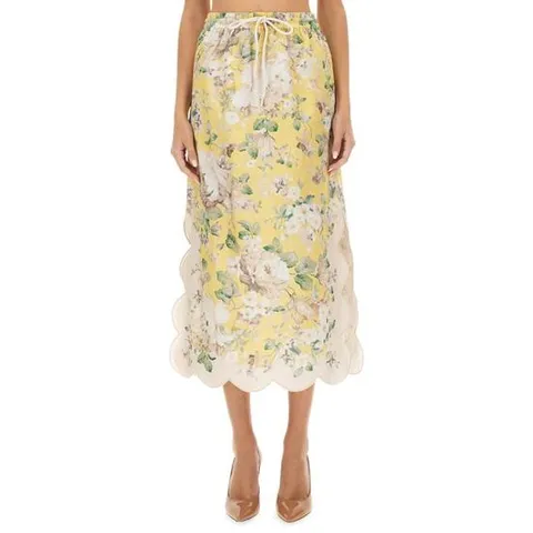 짐머만 여성 옐로우 린넨 롱 스커트 0721SRS252_YFL