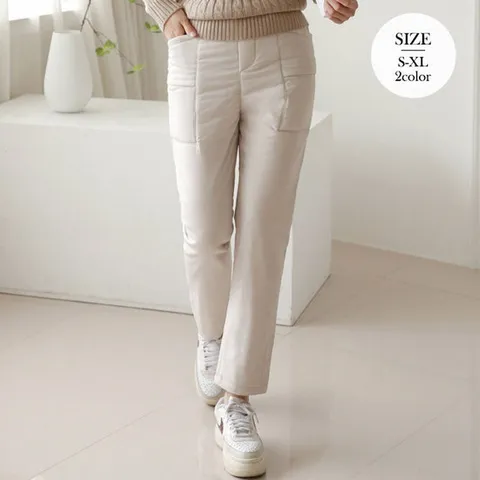 [하젤] 아웃캐스트 배기 패딩 팬츠_W3621