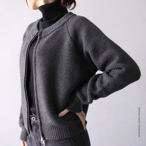 [헤이올리]아이보리/와플니트 래글런 집업 가디건자켓  NHK452