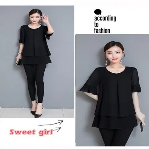 반팔 프릴 EA 쉬폰 쉬폰블라우스 브라우스 롱블라우스