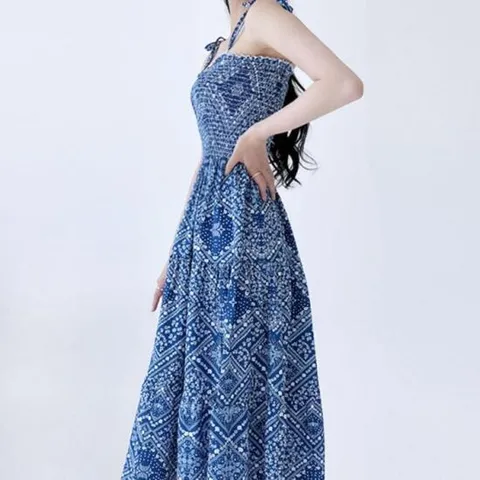 [프로셀러] 나시 원피스 베트남 태국 코발트블루 쉬폰 신혼여행룩