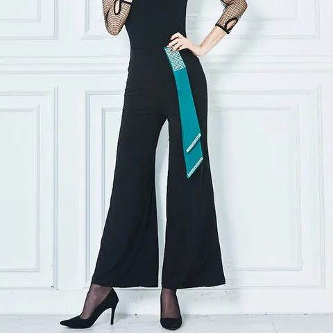 까르죠아 컬러 벨트 통바지 스포츠 댄스복 라인 댄스 바지