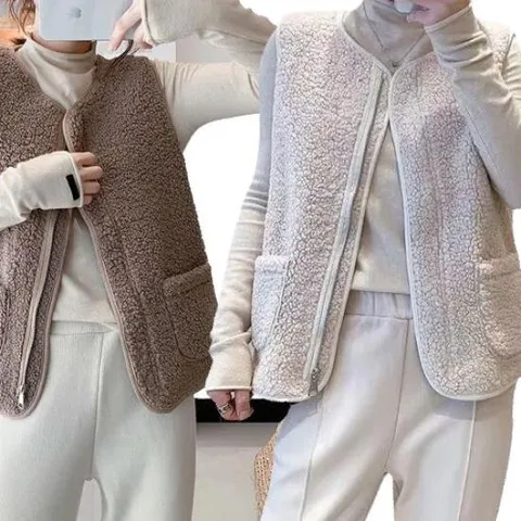 뽀글이 양털 후리스 조끼 스웨이드 안감