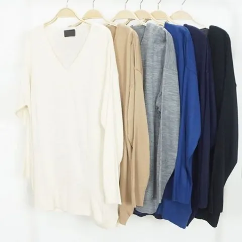 니트 브이넥 반팔 기본 빅사이즈 티셔츠 캐쥬얼