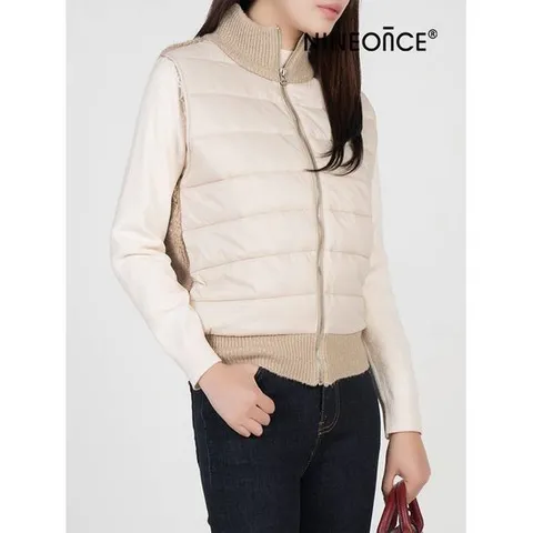 [나인온스]배색 니트 솜 패딩 2color 니트넥패딩조끼