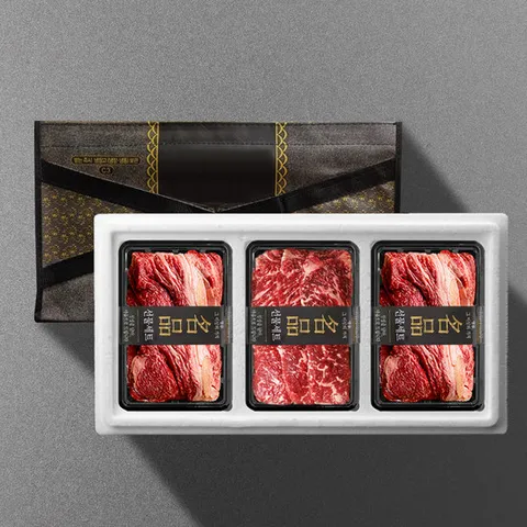 [기품맛담] 진품 소고기 꽃등심/채끝 900g 선물세트4호(꽃3/꽃3/채3)