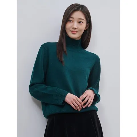 [빈폴레이디스] 울 캐시미어 혼방 스탠드넥 풀오버  그린 (BF4X5