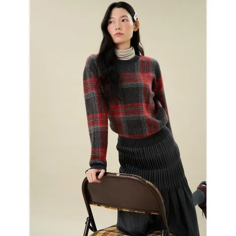 [빈폴레이디스] 홀리데이 체크 풀오버  레드 (BF4X51C136)