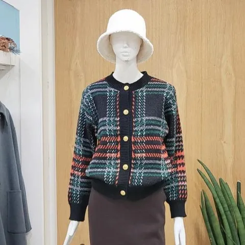 클리지 DP01 어텀 믹스 금장 니트 가디건 CO8WKC31