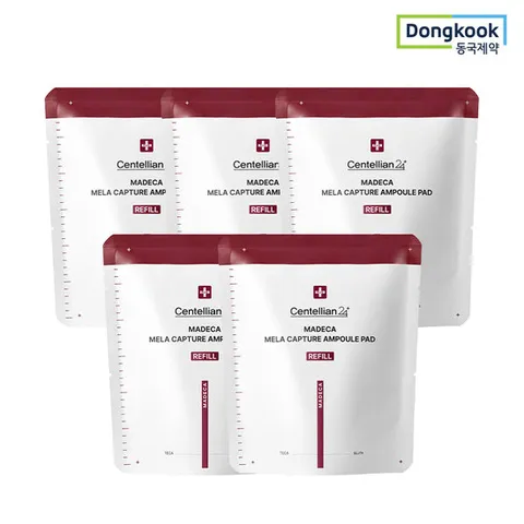 [5%적립] 동국제약 센텔리안24 마데카 멜라 캡처 앰플 패드 리필 60매 5개 기미팩 미백 주름개선 기능성 멜라닌 잡티 TECA 병풀 피부 보습 진정케어 브라이트닝 비건원단