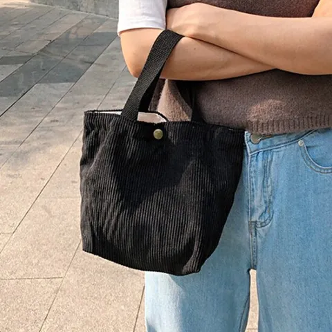 코듀로이 골지 여성 미니 손가방 토트백 골덴 핸드백 숄더백