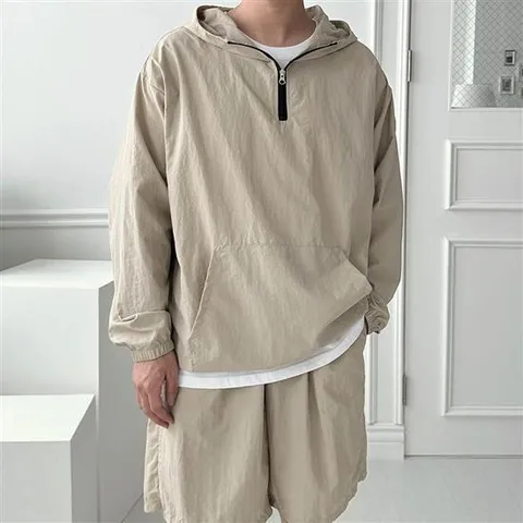 남자 봄 가을 데일리복 트레이닝 세트 긴팔 반바지