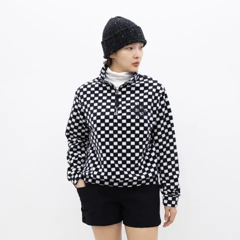 여성 골프맨투맨 후리스 플리스 골프상의 니트 골프웨어 CHECKFL