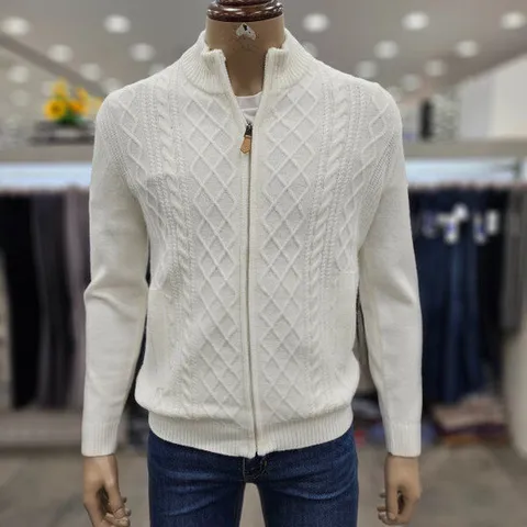 [피에르가르뎅](모다인천점)아이보리 케이블 풀집업 도톰 가디건