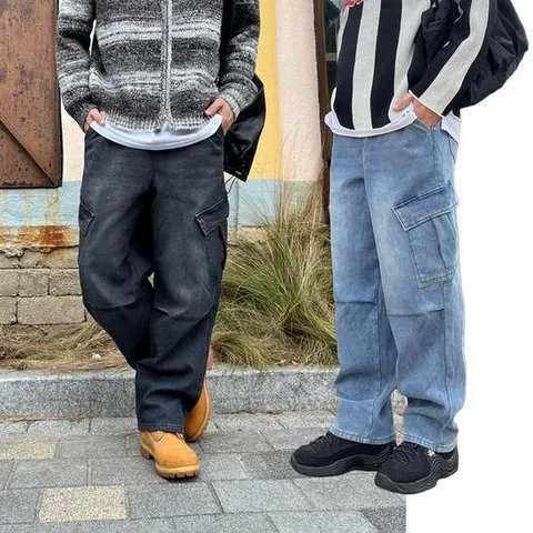 남자기모청바지 융털 따뜻한 남자 겨울 밴딩 카고데님