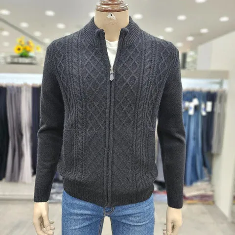 [피에르가르뎅](모다인천점)블랙 케이블 풀집업 도톰 가디건/PPK