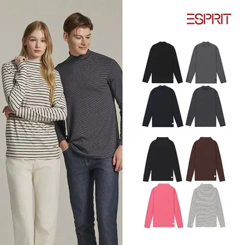 [에스프리] 남녀 모달스판 모크넥 티셔츠 4종세트 택1