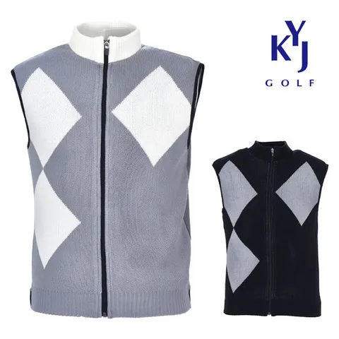 겨울 니트 베스트 하이넥 집업 기모 남성 골프 조끼 DOWMVE75