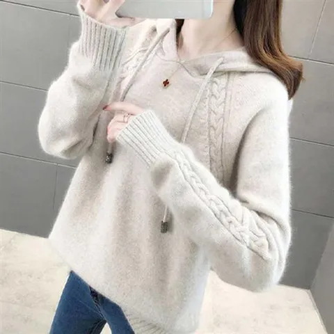 꾸안꾸 데일리 니트 후드 티셔츠
