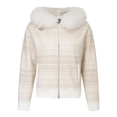 [ 현대백화점 ][파리게이츠] (521C4SD159)여성 바니 스트라이프 퍼 후드 집업 가디건