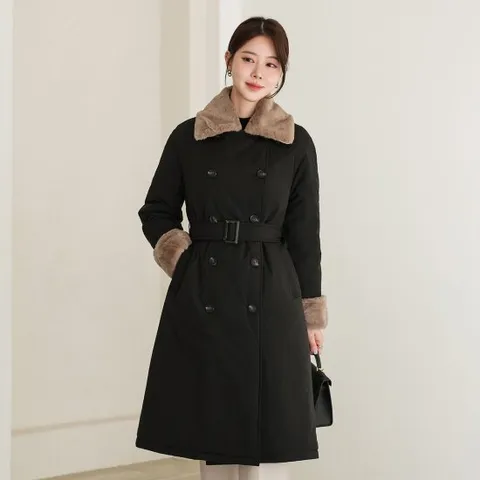 [오브리에] 온더 트렌치 퍼 롱 패딩 코트 (퍼안감)