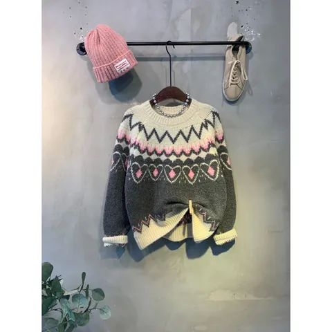 씨샵인더룸 / 블룸 울 에스닉 패턴 라운드넥 긴팔 니트