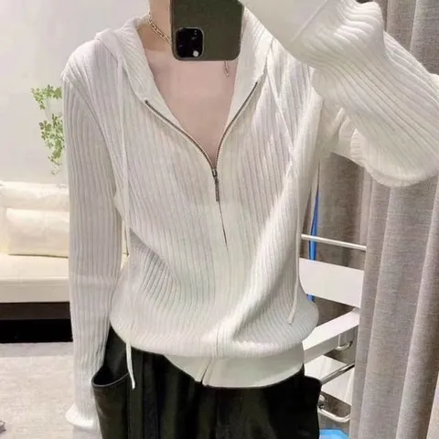 후드집업 여자 데일리 골지 후드 니트 집업 편한 아우터