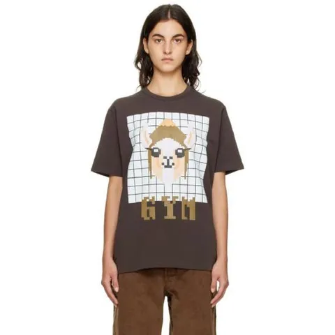 25 FW BERNHARD WILLHELM 여성 브라운 라마 티셔츠 222474F097006