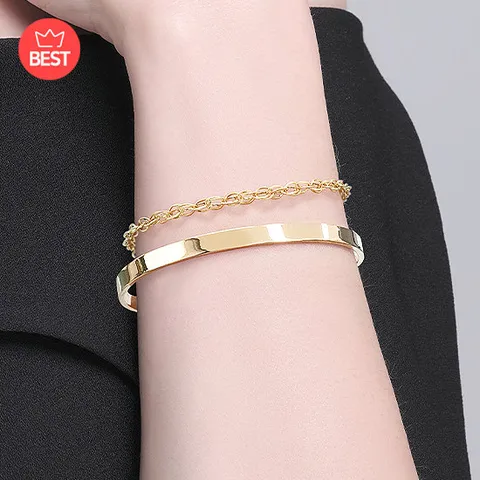 [제메이스] 18K 트리니티 입체 볼륨 팔찌 + 하프 뱅글 팔찌