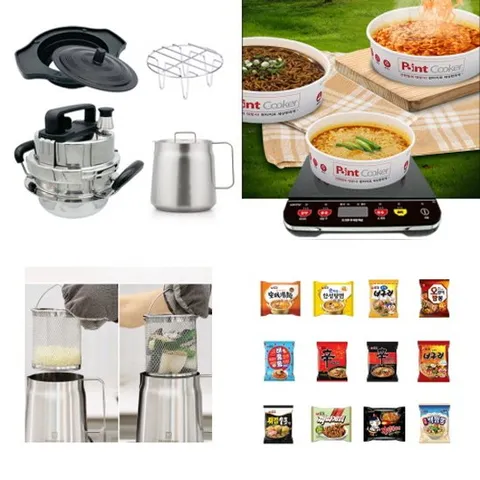 케틀팟증정 [32%OFF] 기능UP 한강라면 조리기E형(인덕션+용기14+가마솥셋)