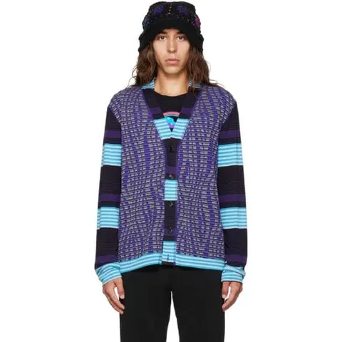 25 FW 안나수이 남성   퍼플 스트라이프 가디건 222894M200000