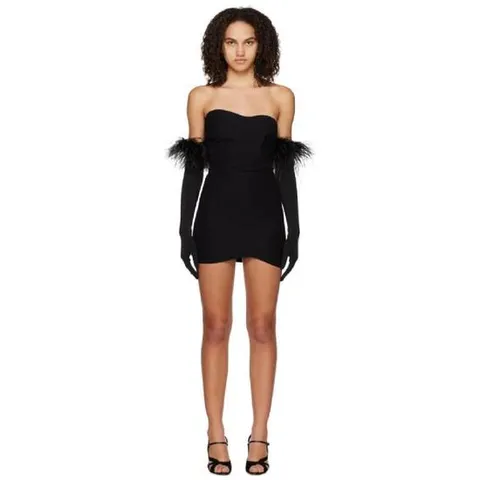 25 FW Anna October 여성 블랙 웨이브 미니 드레스 231200F052008