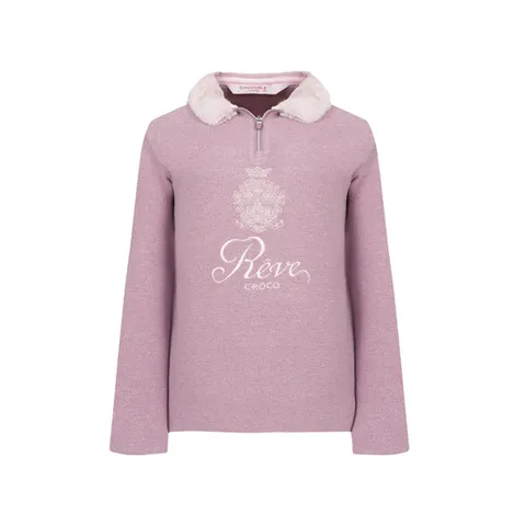 [ 롯데백화점 ][크로커다일 레이디]퍼카라 자수 포인트 반집업 티셔츠 CLDWTS215