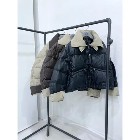 금강모피 니트콤보 덕다운 숏 패딩 점퍼 CPJ-005 3컬러