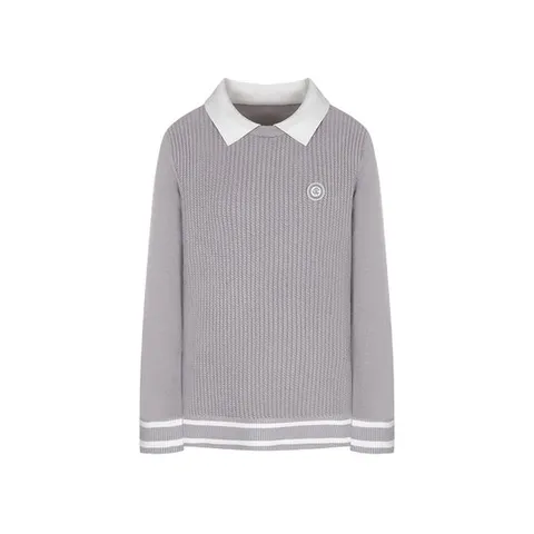 [ 롯데백화점 ][크로커다일 레이디]케이블 조직 배색 카라 니트 티셔츠 CLDWSW205