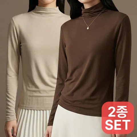 [시노코 2장세트] 소프트 폴라 티셔츠 12컬러 FREE-XL