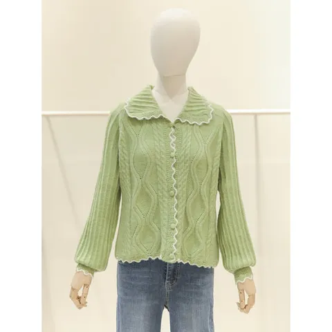 [ 롯데백화점 ][JJ지고트]카라 배색 니트 프릴 가디건 (GMBR1CD31)